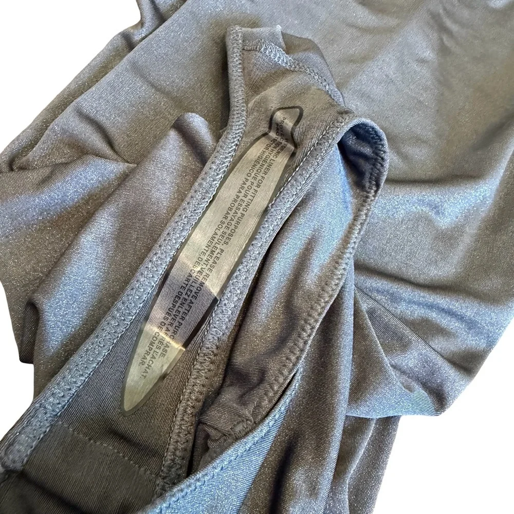 BCBGMaxAzria Turtleneck Bodysuit Shimmer Stretch Grey Long Sleeve Stretch XS NWT - Picture 13 of 15